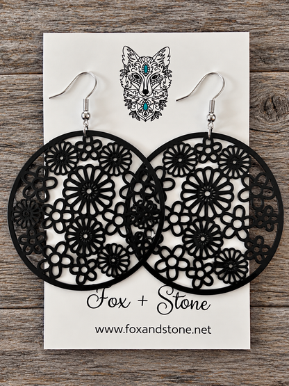 Natasha Black Filigree Earrings