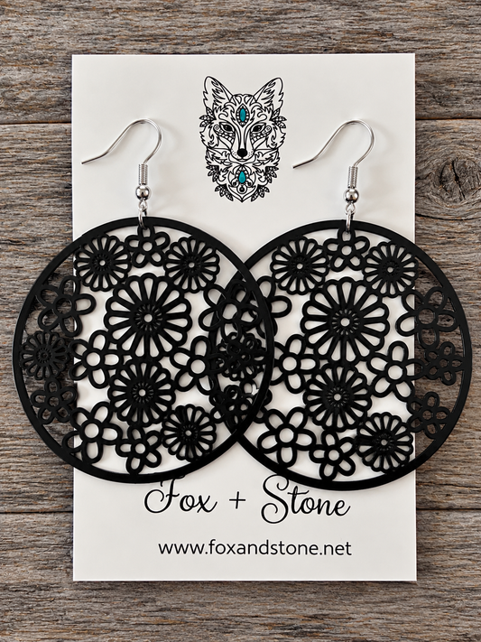 Natasha Black Filigree Earrings