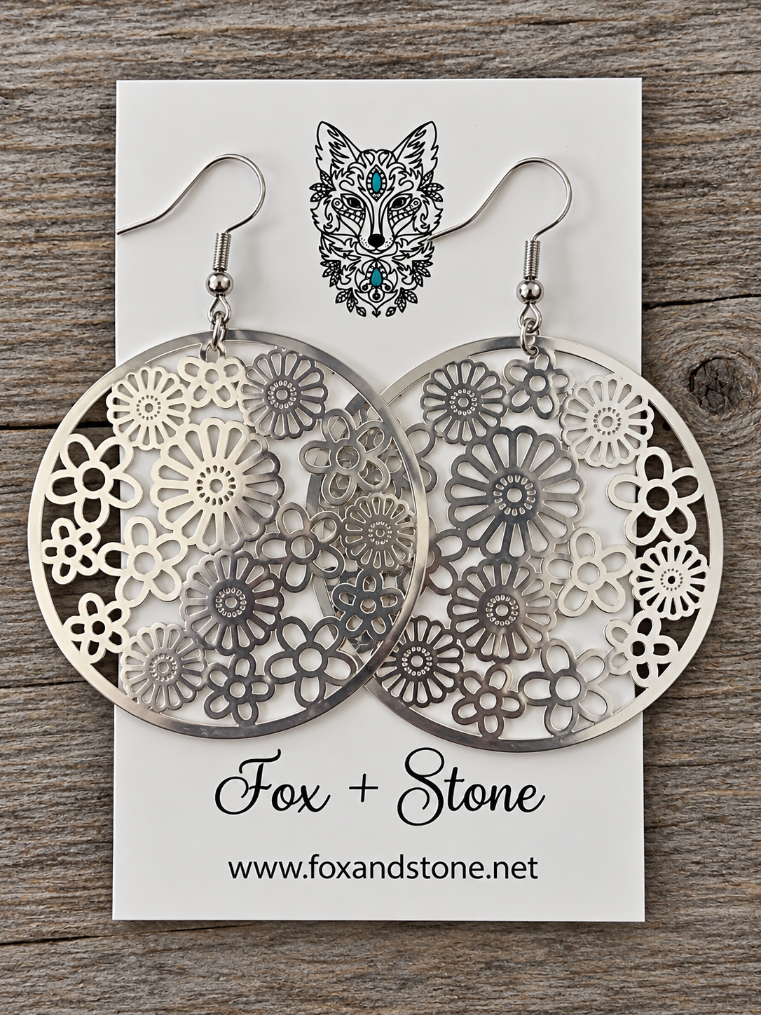 Natasha Shiny Silver Filigree Earrings