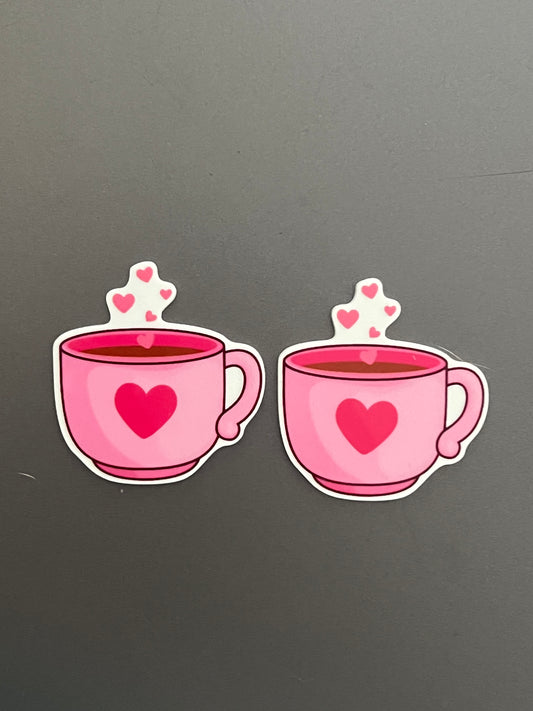 Pink Heart Tea Earrings