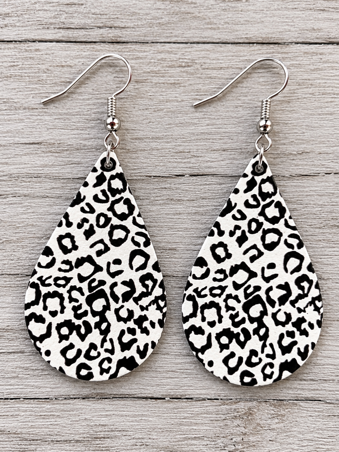 Black White Wood Earrings