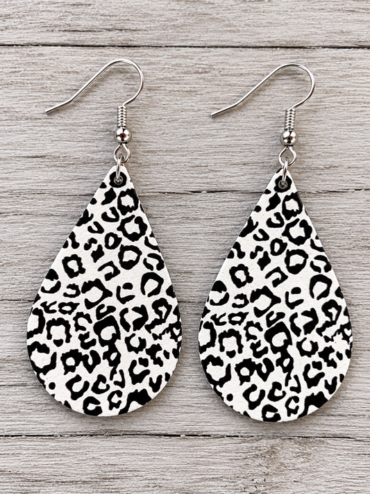 Black White Wood Earrings