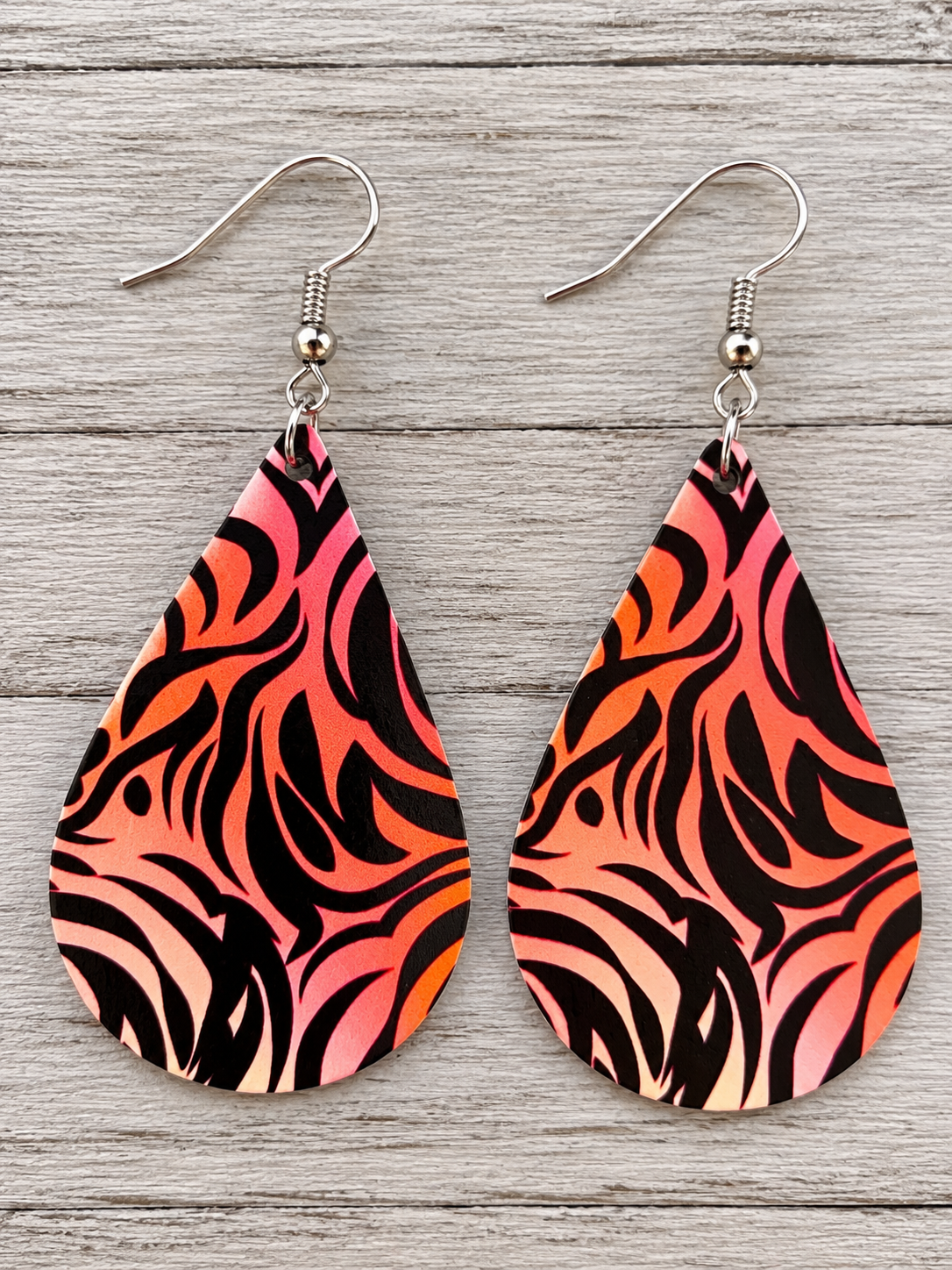 Tiger Stripes Wood Earrings