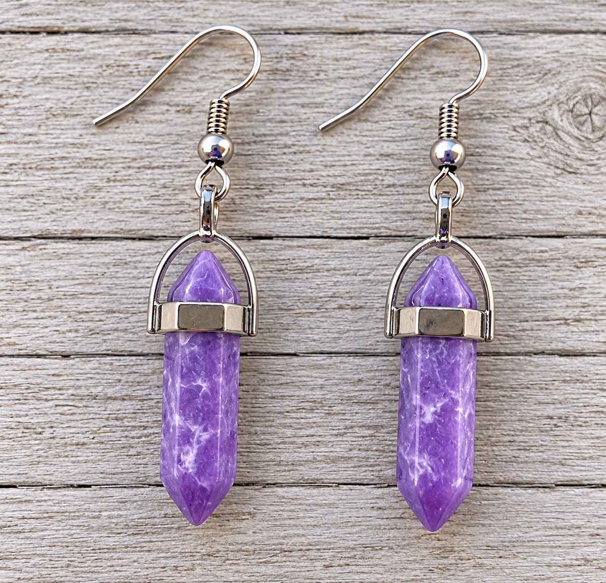 Purple Jasper Natural Gemstone Earrings