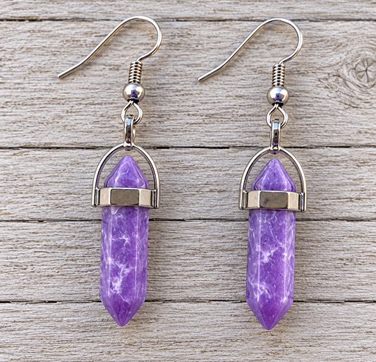 Purple Jasper Natural Gemstone Earrings