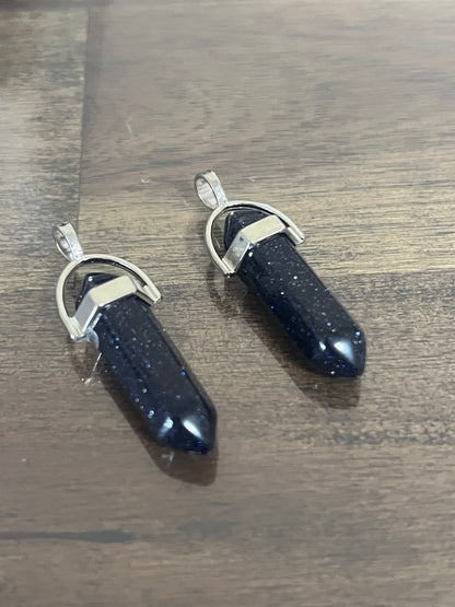 Blue/Black Sandstone Natural Gemstone Earrings