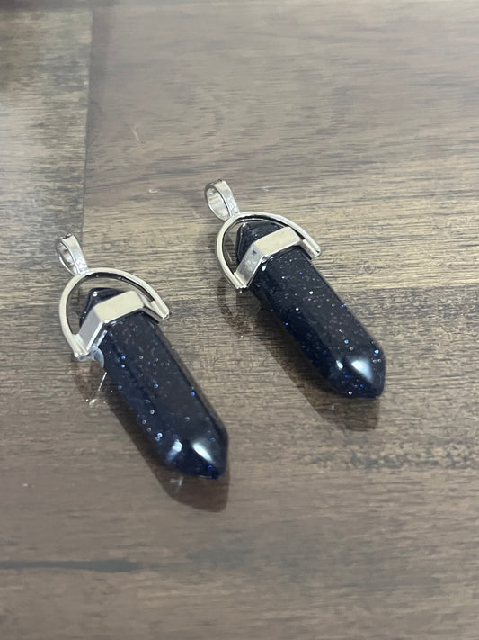 Blue/Black Sandstone Natural Gemstone Earrings