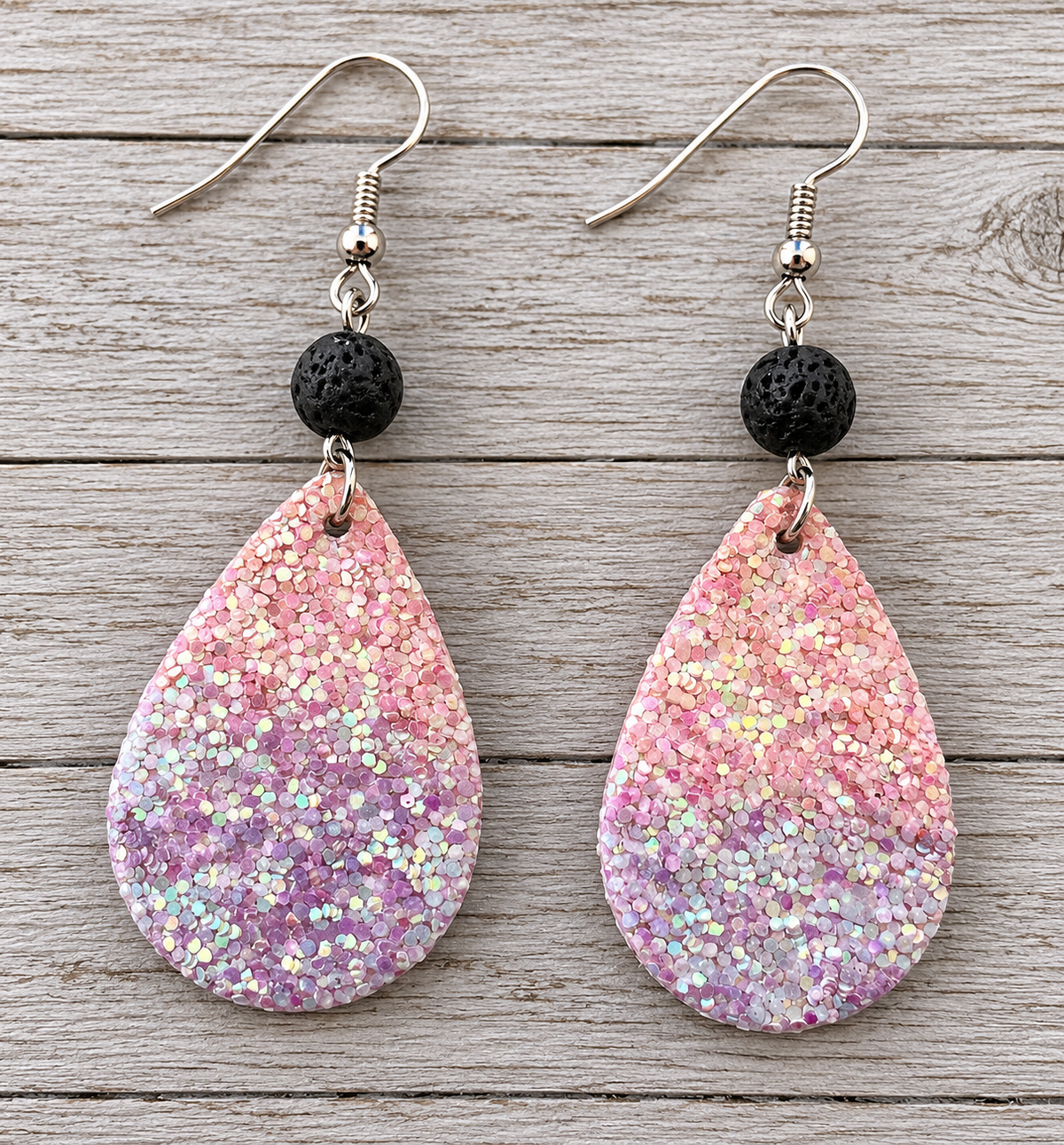 Ombre Sparkle Lave Rock Earrings