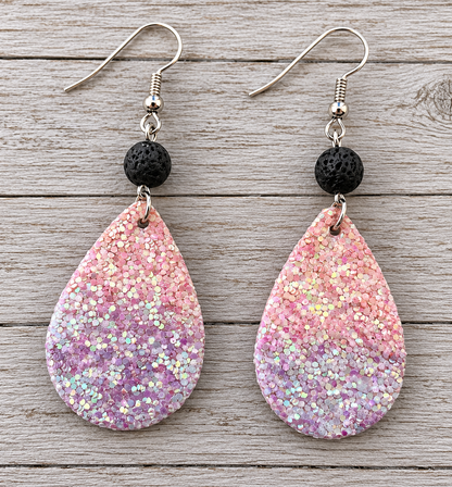 Ombre Sparkle Lave Rock Earrings