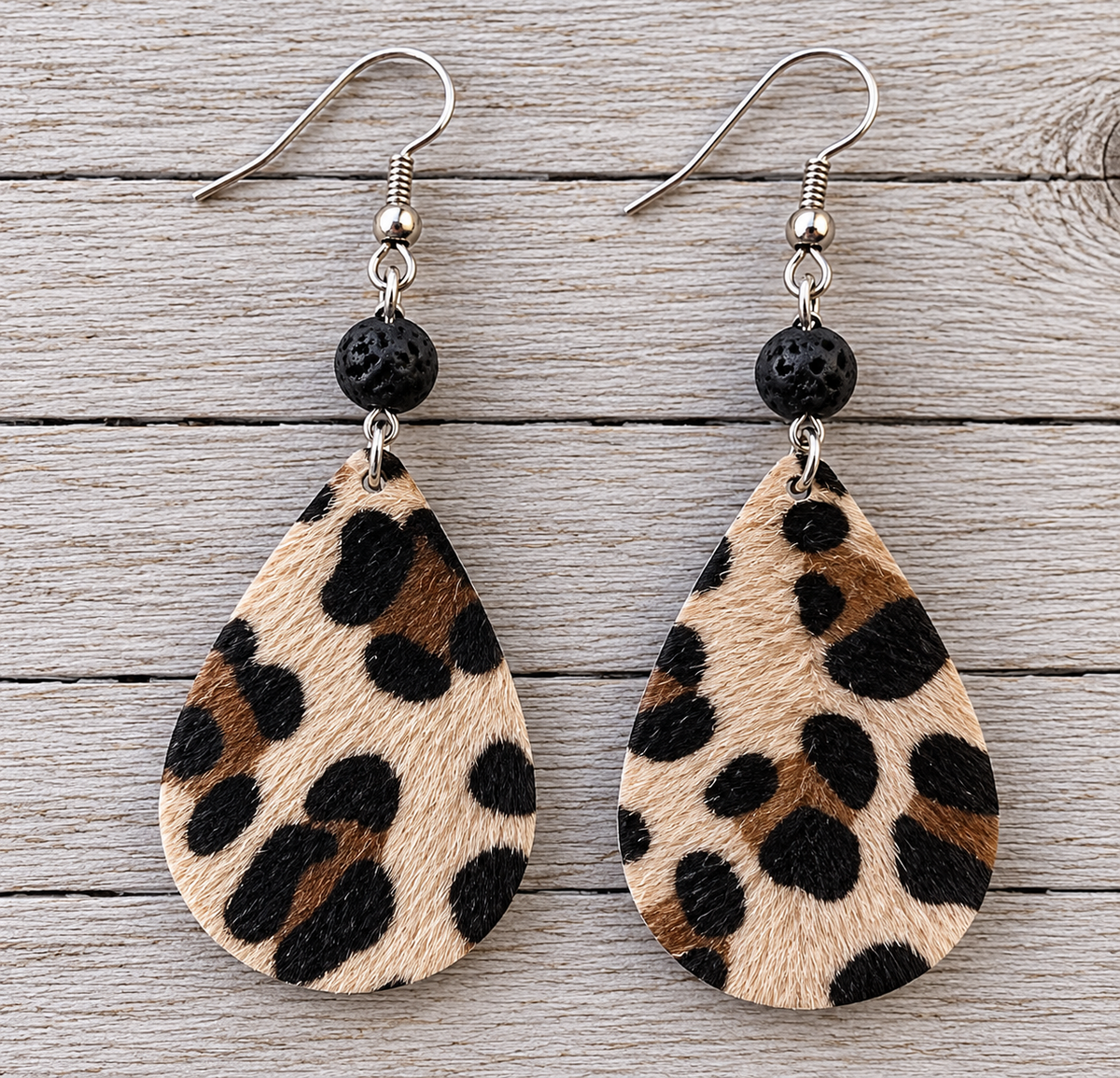 Leopard Lave Rock Earrings