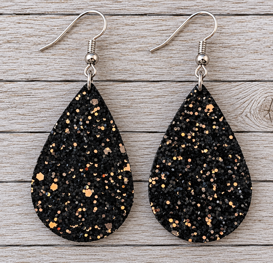 Black High Sparkle Large Sequin Earrings