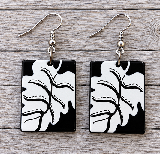 White Leaf Earrings