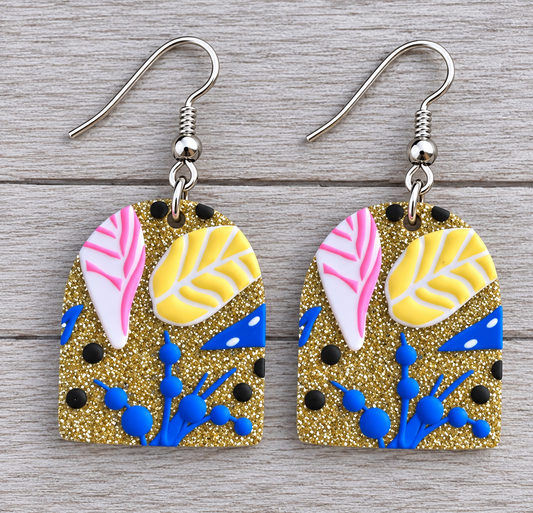 Glitter Floral Arch Earrings