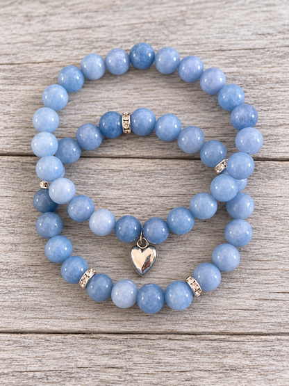 Blue Aquamarine Double Natural Stone Bracelet
