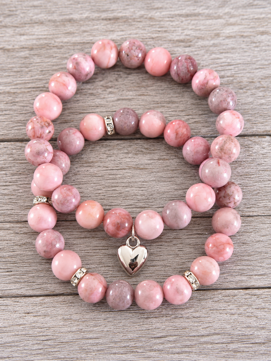 Pink Zebra Jasper Double Natural Stone Bracelets