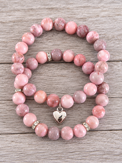 Pink Zebra Jasper Double Natural Stone Bracelets