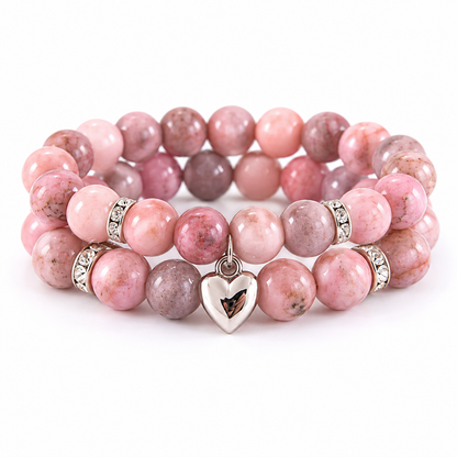 Pink Zebra Jasper Double Natural Stone Bracelets