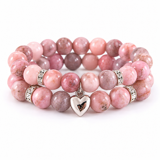 Pink Zebra Jasper Double Natural Stone Bracelets