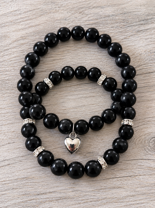 Black Obsidian Double Natural Stone Bracelets
