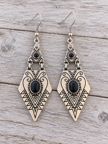 Silver Dangle Stones Earrings