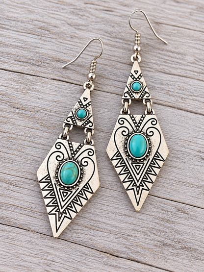 Silver Dangle Blue Stones Earrings