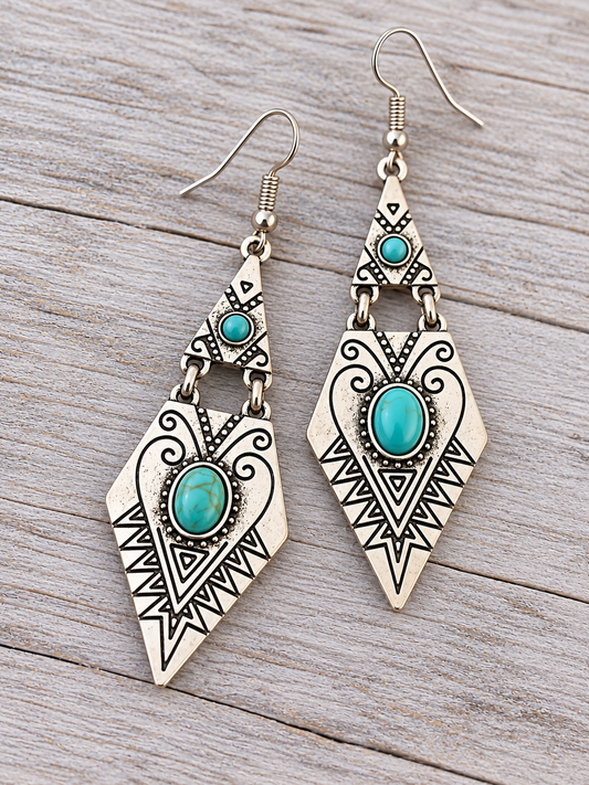 Silver Dangle Blue Stones Earrings