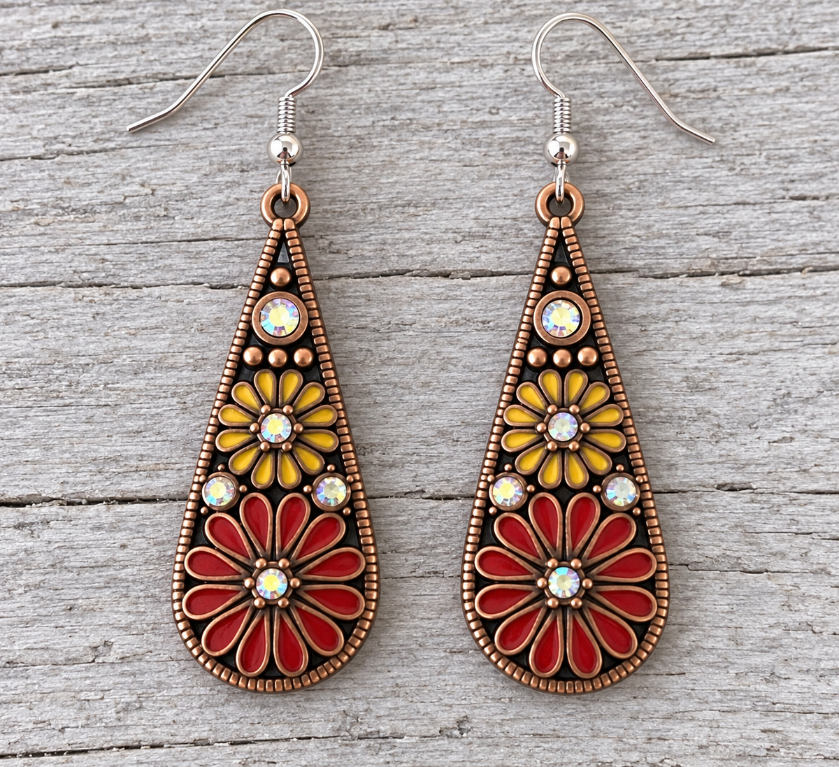 Teardrop Rust Daisy Earrings