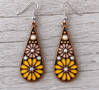 Teardrop Mustard Daisy Earrings