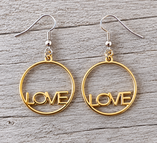 Gold Love Round Earrings