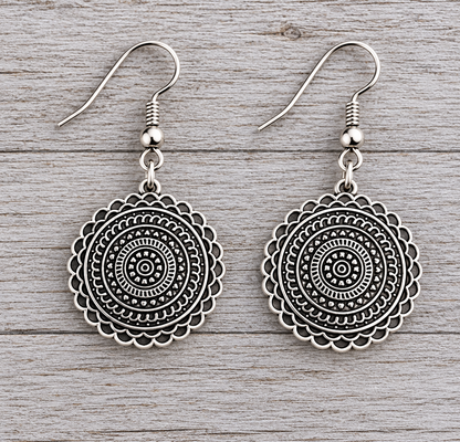 Silver Pretty Round Earrings