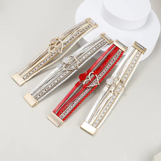 White Boho Druzzy Stone Faux Leather Bracelet