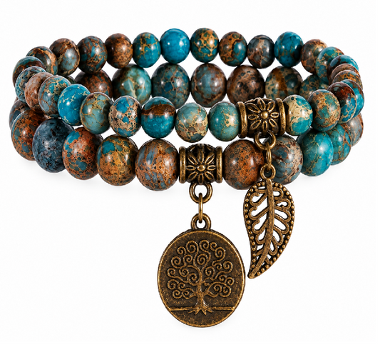 Ocean Jasper Double Natural Stone Bracelets