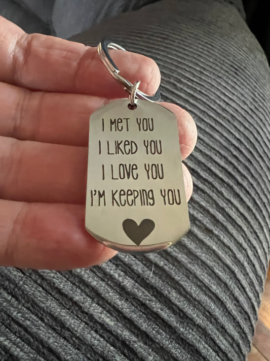 I Met You Keyring
