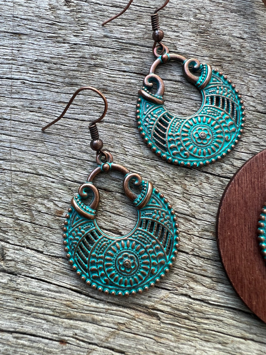 Gorgeous Patina Metal + Wood Set