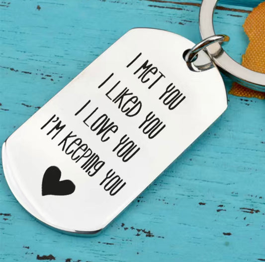 I Met You Keyring