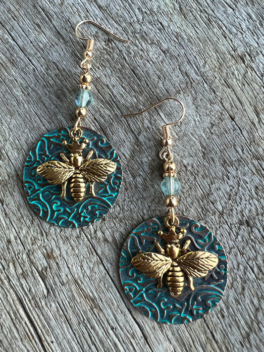 Beautiful Gold Bee Charm Earrings