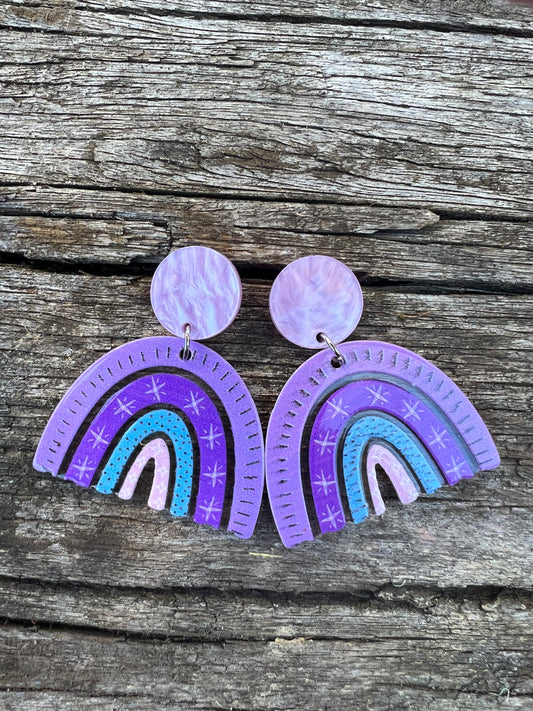 Purple Arch Stud Earrings