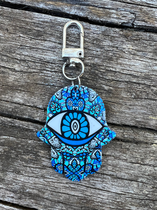 Hamsa Eye Floral Keyring
