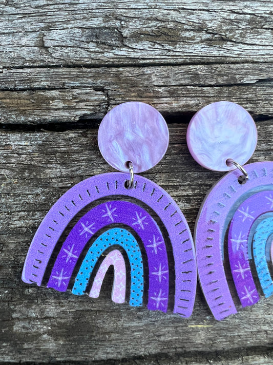 Purple Arch Stud Earrings