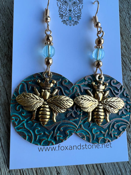 Beautiful Gold Bee Charm Earrings