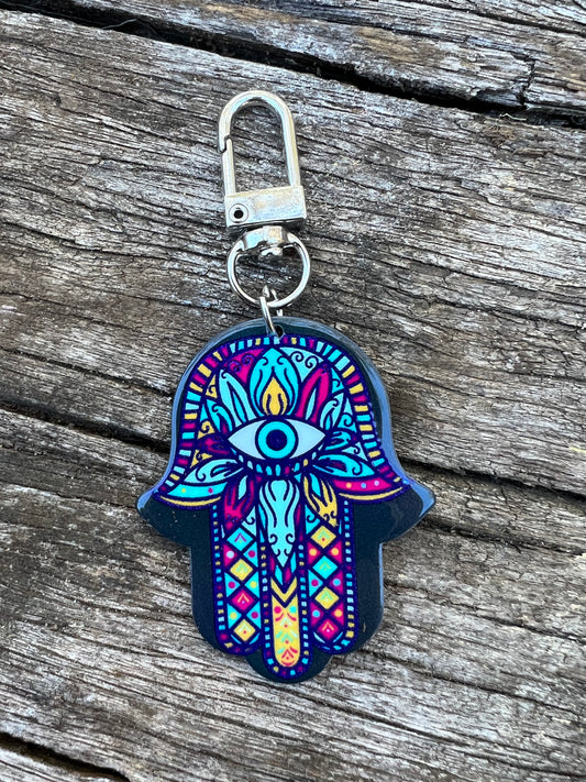 Hamsa Eye Vibrant Keyring