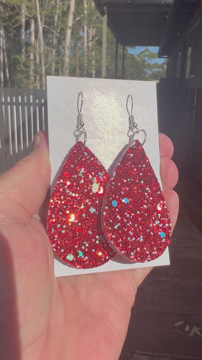 Fire Red High Sparkle Large Sequin Earrings