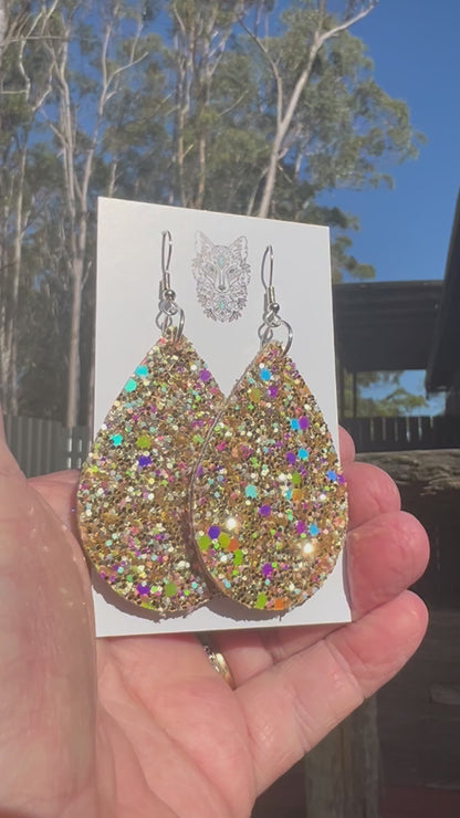 Gold High Sparkle Large Sequin Earrings