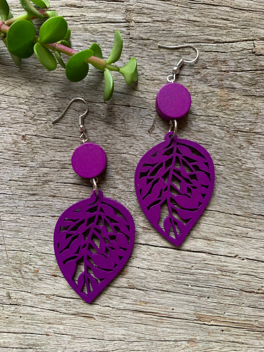 Dark Purple Sienna Wood Earrings