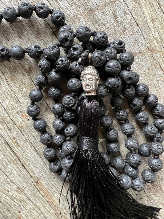 Black Lava 6mm Oil Diffuser Mala