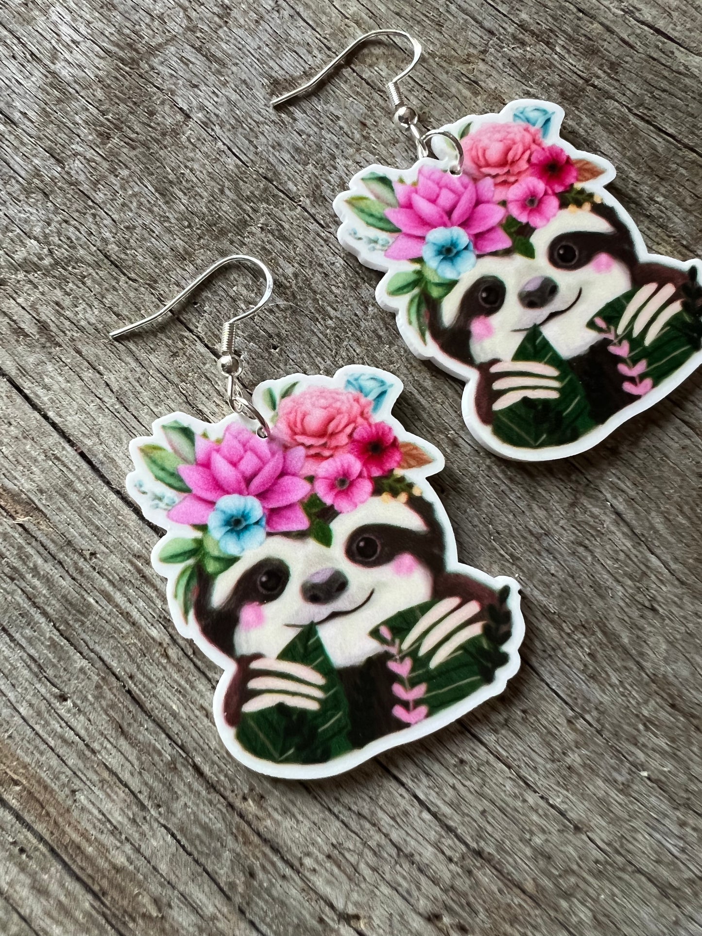 Floral Sloth Earrings