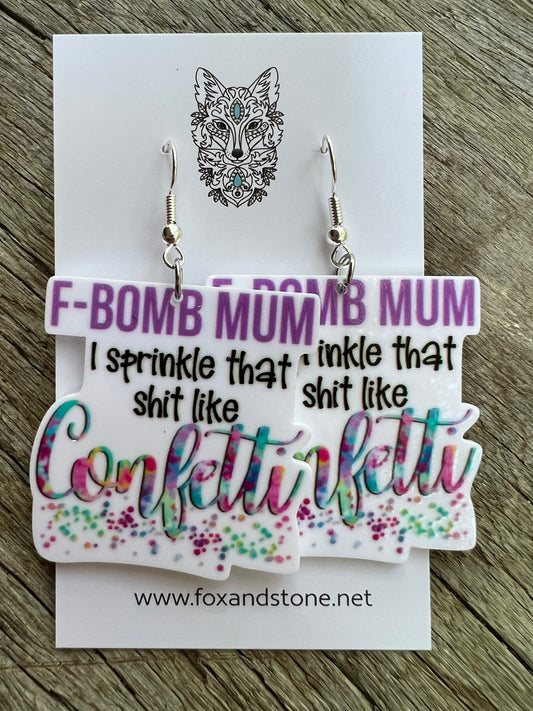 Pastel F-Bomb Mum Earrings