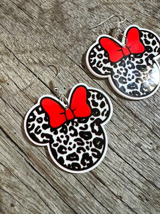 Minnie Red Ribbon Earrings
