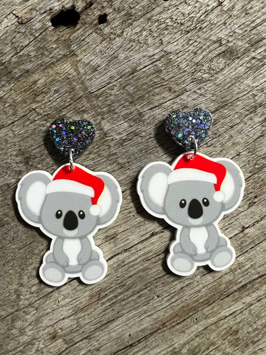Cute Christmas Koala Dangle Earrings