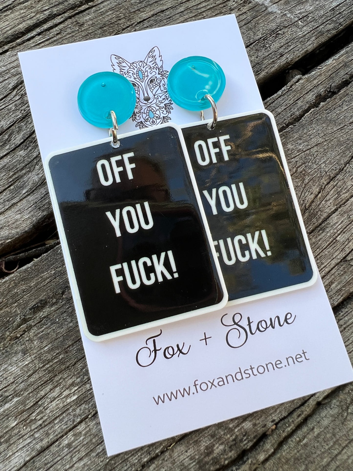 Off You F#ck Resin Earrings